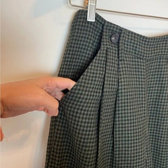 TOAST Mariner High Rise Tapered Pleated Wide Leg Plaid Wool Trouser Pants \\ 8 - Picture 4 of 11